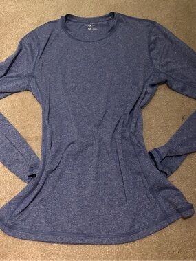 Zella Heathered Navy Blue Long-Sleeve Crew Neck Top